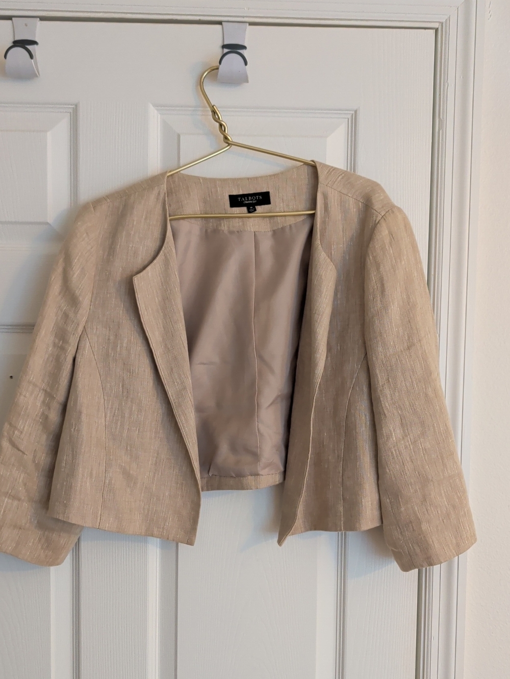 Talbots Light Beige Cropped Blazer Jacket